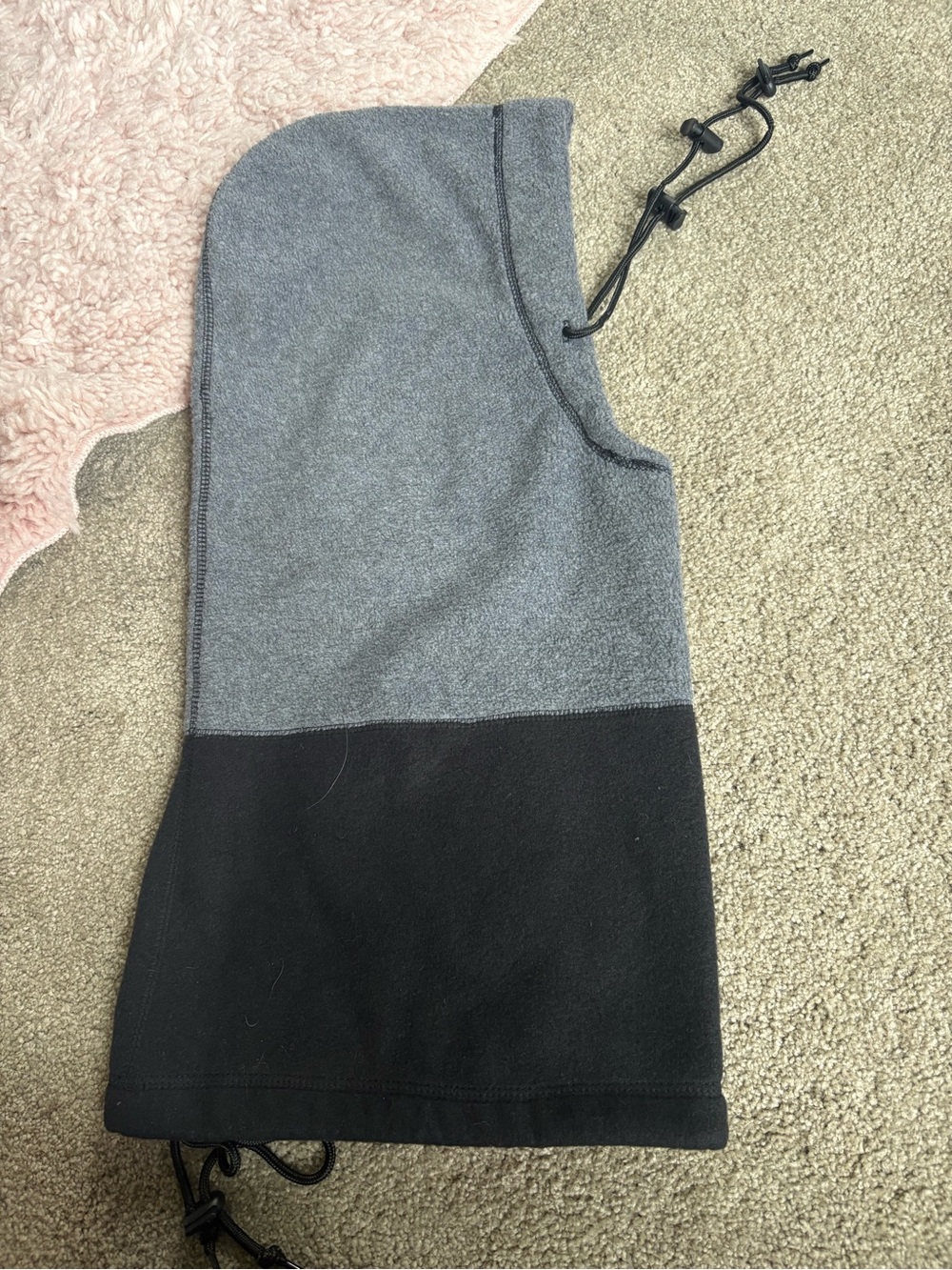 Two-Tone Gray and Black Fleece One-Piece Hood